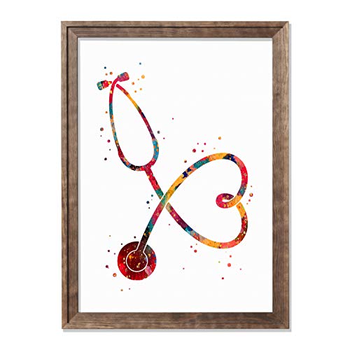 Stetoskop Suluboya Sanat Baskı Tıbbi Araçları Duvar Dekor Tıbbi Duvar Sanatı Aşk Kalp Sanat Kliniği Dekor Hediye için Doktor