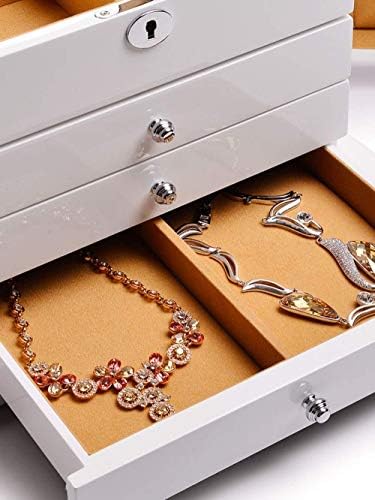 QTT Mücevher Kutuları Ahşap Mücevher Göğüs Kolye Yüzük Bilezik Mücevher Organizatör Vintage Kılıf Hediye Beyaz mücevher Kutusu