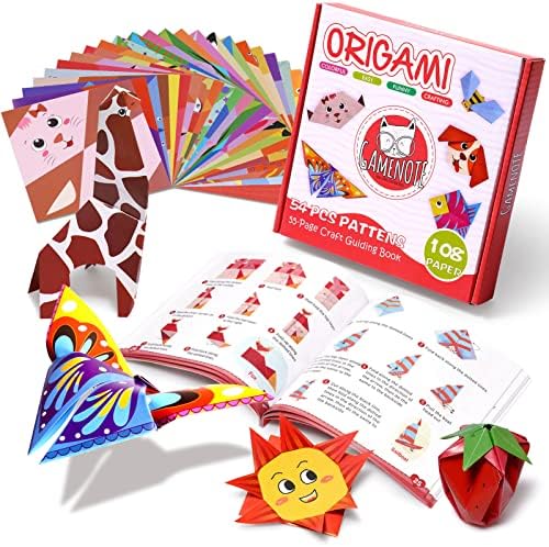 Gamenote Renkli Çocuklar Origami Kiti 118 Çift Taraflı Canlı Origami Kağıtları 54 Origami Projeleri 55 Sayfa Öğretim Origami