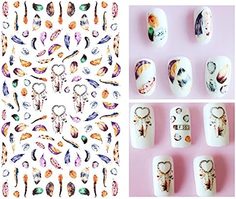 Linhengyu Çivi Etiketler Çıkartmaları Tüy Çıkartması Dream Catcher Manikür Yapışkan Sekmeler Güzel Kağıt Moda Nail Art Sticker