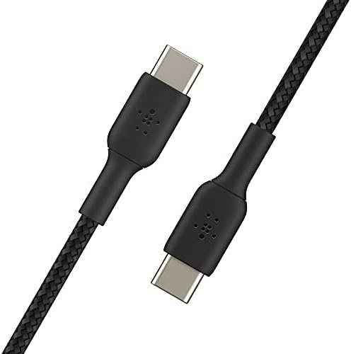 Belkin Boost Şarj Örgülü USB-C'den USB-C'ye Kablo, Siyah (1M / 3.3 FT) (CAB004bt1MBK)