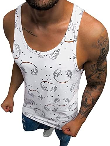 Pmmqrrkuu Spor Egzersiz Gömlek Erkekler ıçin Baskı Kolsuz Tank Tops 3D Baskılı Spor Yelek Yuvarlak Boyun T-Shirt Tunik Tee