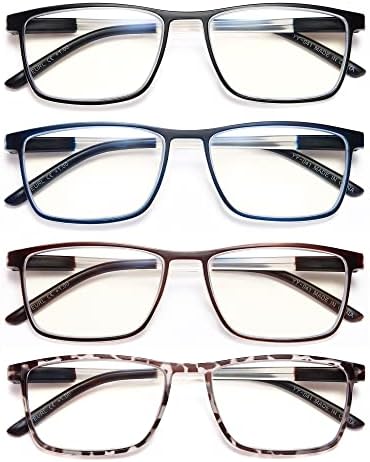 EYEURL 4 paket okuma gözlüğü erkekler ve kadınlar için-mavi ışık engelleme bilgisayar okuyucular ile hafif bahar menteşe
