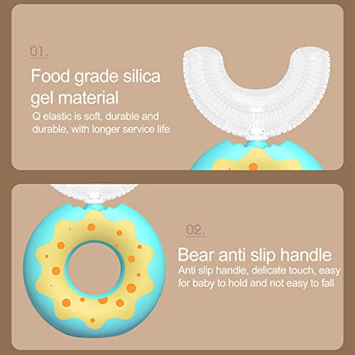 Çocuklar Diş Fırçaları U Şekilli Sevimli Donut 360° Oral Temizleme Beyazlatma Diş Fırçası Çocuklar Yaş 2-12 için Manuel Eğitim