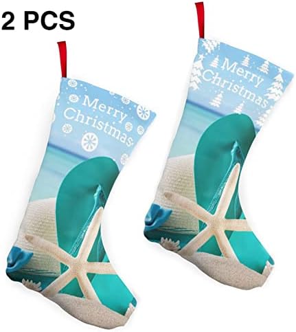 GLRTORE Plaj Noel Çorap 2 Paket 10 İnç, noel Çorap Noel Ağacı Şömine Asılı Çorap Noel Şeker Mevcut Çanta için Aile Noel Tatil