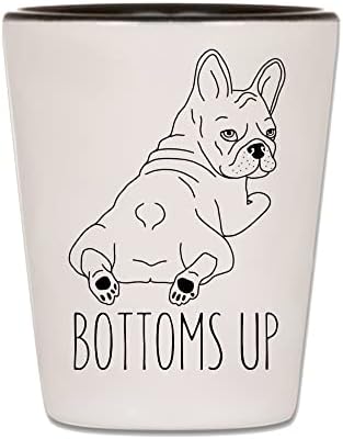 Fransız Bulldog Shot Glass-Bottoms Up-Komik Fransız Atıcı Barware Kupası