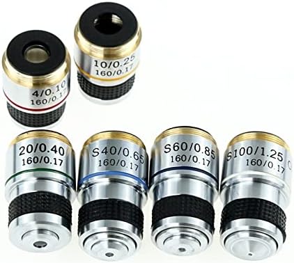 XuuSHA El Dijital Mikroskop Aksesuarları 1 ADET 185 Akromatik Biyolojik Mikroskop Objektif Lens 4X 10X 20X 40X 60X 100X Mikroskop