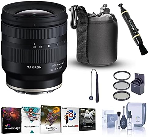 Tamron 11-20mm f/2.8 Dı III-A RXD Lens için Sony E Paketi ile Corel Fotoğraf PC Yazılım Paketi, filtre Kiti, Lens Kılıfı, temizleme