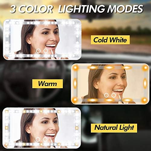 Hoomtaook LED Işıklı Makyaj Aynası Güneş Siperine Bağlı Ayarlanabilir ışıklı ayna Dokunmatik Karartma USB Şarj Edilebilir Seyahat