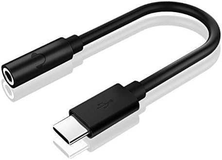 Yüksek Verimli USB Tip C-3.5 mm Kulaklık Jak Kablosu, USB-C-Aux Ses Realtek DAC Dongle Adaptörü Samsung Galaxy Note 10 ile Uyumlu-Siyah