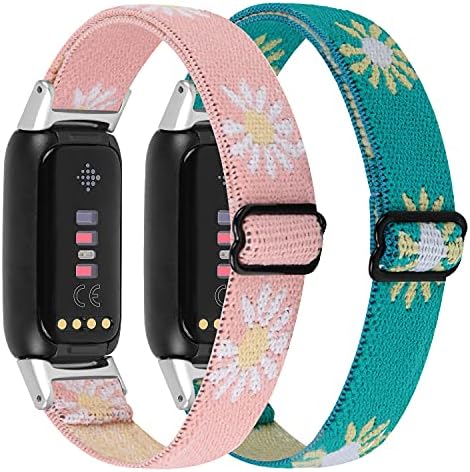 ECSEM Elastik Kumaş Bant ile Uyumlu Fitbit Luxe Bantları Sıkı Döngü Spor Sapanlar Tutuşunu Bileklik saat kordonları için fitbit