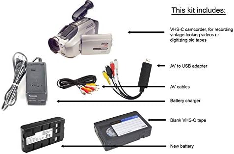 Dijital ve Boş VHSC Bandına Bant Aktarımı için USB Adaptörlü Panasonic VHS-C Video Kamera
