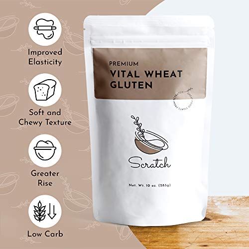 Scratch Premium Vital Buğday Gluteni - (10 oz) Seitan Unu, Yüksek Protein, Düşük Karbonhidrat, Vegan, GDO'suz Gluten Tozu