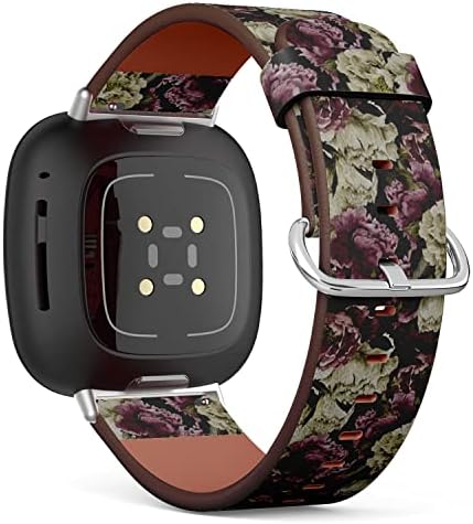 CJBROES Yedek Deri saat kayışı, Fitbit ile Uyumlu Versa 3 ve Fitbit Anlamda Bileklik Bilezik Aksesuar-Çiçek Güller