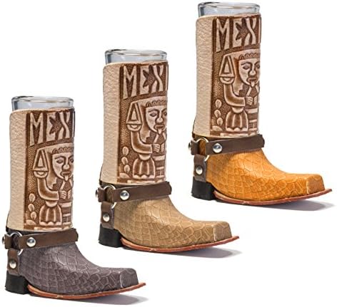 Meksika Deri Mini Teksaslı Çizme Tekila Shot-Orijinal Artisan Bota Texana para Tekila 1 adet (Çeşitli Renkler)