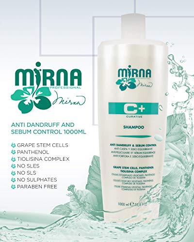 Mirna Profesyonel Kepek Önleyici ve Yağ Kontrol Şampuanı. Yağlı saç derisi ve saçlarda günlük kullanım için Üzüm Kök Hücreleri,