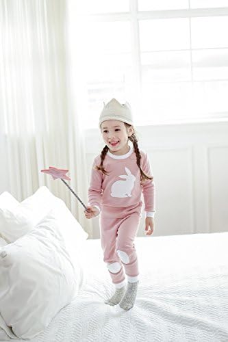 VAENAİT BEBEK 12M-12Y Bebek Çocuk Yürümeye Başlayan Genç Kız Çiçek Tavşan Paskalya Pijama Pamuk Pijama 2 Set