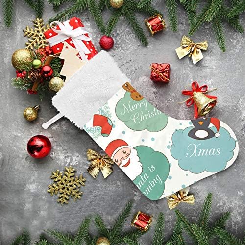 YUEND için Aile Tatil Noel Parti Süslemeleri ile Beyaz Peluş Trim 1 Parça Mutlu Karikatür Sevimli Noel Stocking Kitleri Büyük