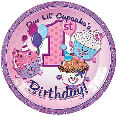 Eğlenceli Ekspres-Doğum Günü Partisi Malzemeleri için 1. Doğum Günü Cupcake Yemek Tabakları (8 adet) - Baskı Sofra Takımı-Baskı