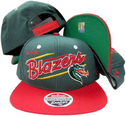 Alabama Birmingham Blazers Diyagonal Komut Dosyası Yeşil / Kırmızı İki Tonlu Snapback Ayarlanabilir Şapka / Kap