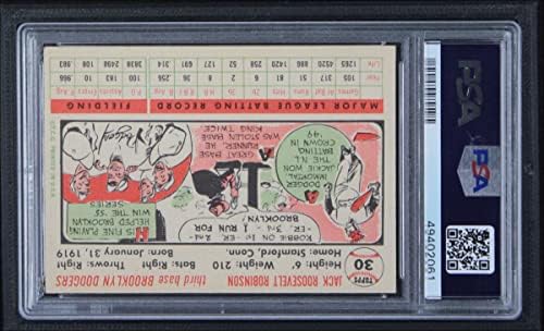 1956 Topps 30 Jackie Robinson Brooklyn Dodgers (Beyzbol Kartı) PSA PSA 7.00 Dodgers