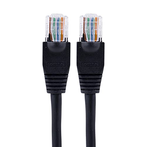 Philips Ethernet Kablosu 50 ft. (15,2 m) Cat5e Cat5 RJ45, 100 Mbps'ye kadar, Yönlendirici, Modem, Siyah, SWN7114A/27 için