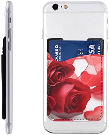 Gül ve Kırmızı Petal Telefon kartı Tutucu Cep Telefonu Sopa Kart Cüzdan Kol Cep Telefonu Geri Sopa Cüzdan