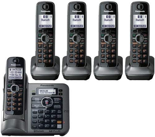 Panasonic KX-TG155SK DECT 6.0 Telesekreterli Bluetooth Kablosuz Telefon ile Cep Telefonuna Bağlantı, Metalik Gri, 5 Telefon