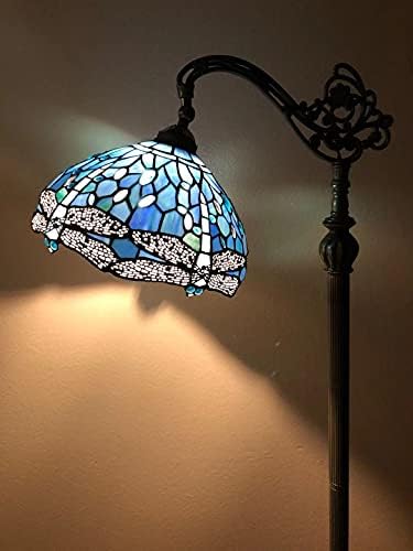 Keyfini çıkarın Tiffany Tarzı zemin Lambası Yusufçuk Mavi Vitray Vintage Oturma Odası Yatak Odası Ofis Otel için H62. 5 İnç