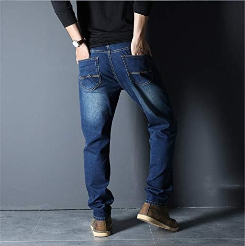 Andongnywell erkek Gevşek Streç Denim Pantolon Elastik Bel Gevşek Fit Kot Sıkı Rahat Katı Pantolon
