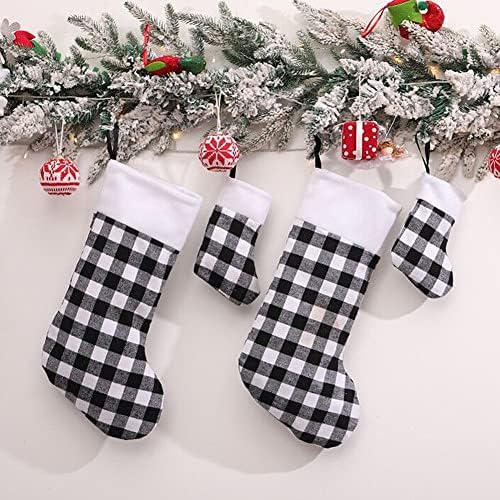 Noel Çorapları, Kırmızı Ekose Peluş Noel Çorabı, Noel Tatil Dekoru için Sevimli Noel Çorapları