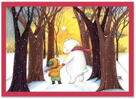 Mary Engelbreit tarafından Kişiselleştirilmiş El Ele Noel Kartları-18, 5 x 7 Tatil Tebrik Kartları Seti