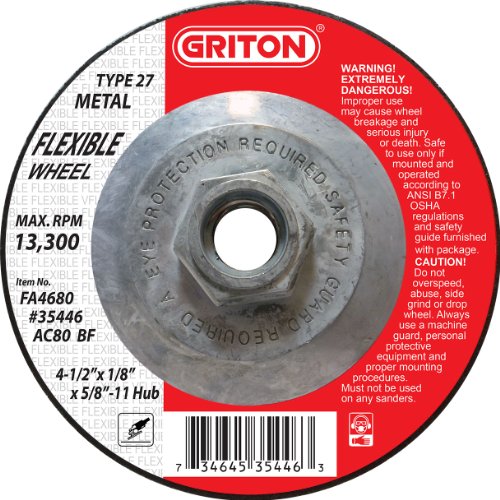 Griton FA4680 Tip 27 Esnek Yüzey Hazırlama Tekerleği, Göbekli Metal, Alüminyum ve Paslanmaz Çelikte Kullanılır, Alüminyum Oksit