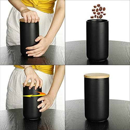 Seramik Gıda Depolama Kavanoz Teneke Kutu Modern Tasarım Gıda Kutuları ile Hava Geçirmez Mühür Bambu Kapak, Gevşek Çay Kahve