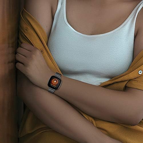 HAYUL Bantları ile Uyumlu Fitbit Versa 3/Fitbit Sense için Kadın Erkek, Paslanmaz Çelik Metal Yedek Örgü Bilezik Kayışı Bilekliği