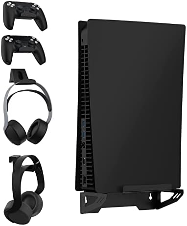 NexiGo PS5 Aksesuarları Siyah Serisi, Playstation 5 için Duvar Montaj Seti (Disk ve Dijital), [Yerden Tasarruf ve Geliştirilmiş