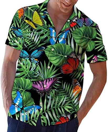 Hawaiian Gömlek Erkekler ıçin Yaz Hawaii Tropikal Baskı Düğme Aşağı Yaka Kısa Kollu Tee Gömlek Rahat Fit Plaj Tops