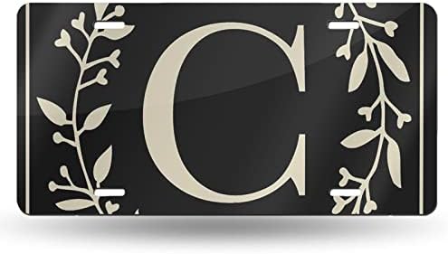 Hitamus Plaka Monogram Mektup C Plaka Kapak Yenilik Alüminyum Araba Ön Plaka Vanity Etiketi Erkekler Kadınlar için, 6X12 İnç