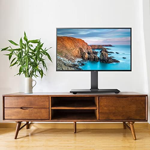 PERLESMİTH Evrensel Döner TV Standı-26-55 inç LCD LED TV'ler için Masa Üstü TV Standı-Temperli Cam Tabanlı Yüksekliği Ayarlanabilir