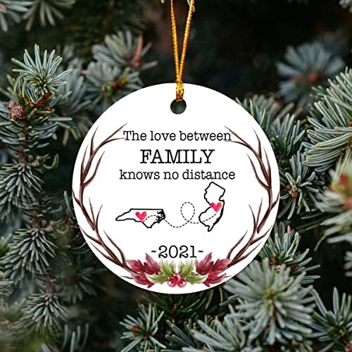 Uzun Mesafe Noel Süsleme 2021 Kuzey Carolina New Jersey Süsleme Eyaletten Eyalete Harita-Aile Arasındaki Aşk Mesafeyi Bilmiyor