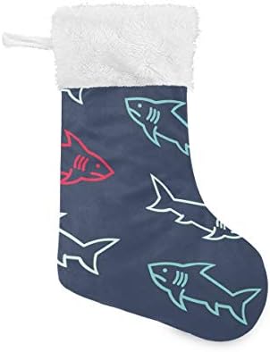 YUEND Klasik Kişiselleştirilmiş Noel Stocking Kitleri Büyük Kırmızı Mavi Çizilmiş Balık Donanma Hayvan ile Beyaz Peluş Trim için