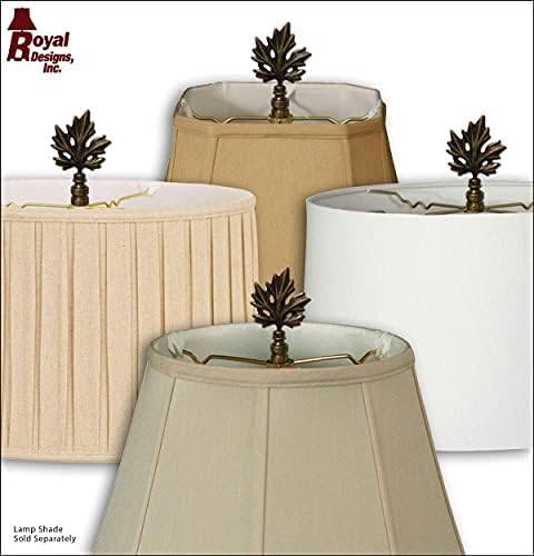 Kraliyet Tasarımları Akçaağaç Yaprağı Tasarımı 3 Lamba Gölgesi için Lamba Finial, Antika Pirinç-2'li Set