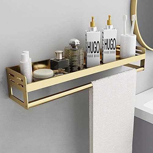 duş askı yapışkanlı duş sepeti alüminyum banyo raf havlu raf Hiçbir Sondaj anti-pas için mutfak ve tuvalet-Golden_60cm