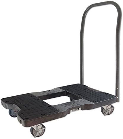 Çelik Çerçeve, 4 inç Tekerlekler, İtme Çubuğu ve İsteğe Bağlı E-Kayış Eki ile SNAP-LOC 1500 LB İtme ARABASI Dolly Siyah