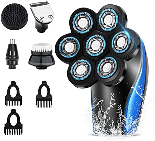 7D kafa tıraş makinesi, 5-in-1 su geçirmez akülü elektrikli tıraş makinesi,LED ekran USB şarj ile burun saç favori düzeltici,