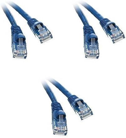 Cat5e Ethernet Yama Kablosu, Takılmayan / Kalıplanmış Önyükleme, 3 Ayaklar, Mavi, 3'lü Paket (ED752149)