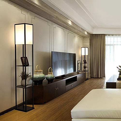 Oturma Odası ve Yatak Odası için YOURLİTE Raf Zemin Lambası Modern Colum Ayakta Lamba, Siyah