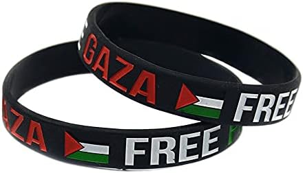 Filistin Bayrağı ve Özgür Filistin Gazze'yi Kurtar Sloganı ile 2 Silikon Kauçuk Bileklik