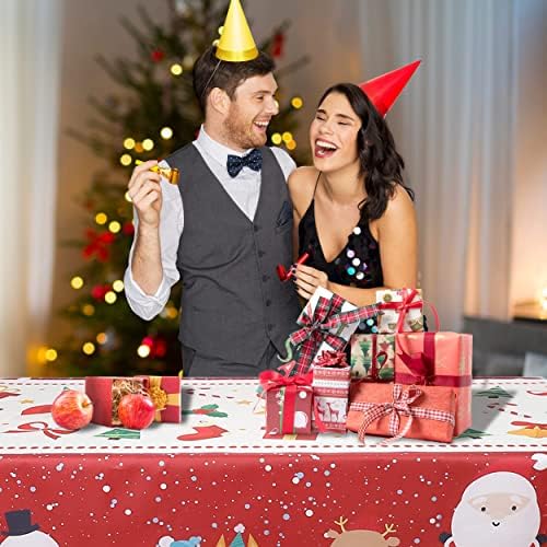 ZWARMY Noel Masa Örtüsü Dikdörtgen-60-inch 84-inch tarafından Santa Mutfak Yemeği Masa Örtüsü Noel Tatil Parti Aile Toplama için