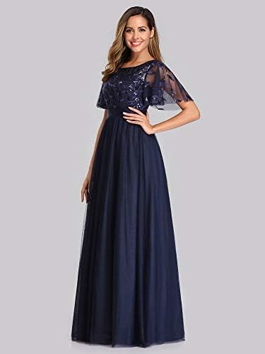 Ever-Pretty kadın A-Line İmparatorluğu Bel Nakış Akşam Balo Elbise 0904